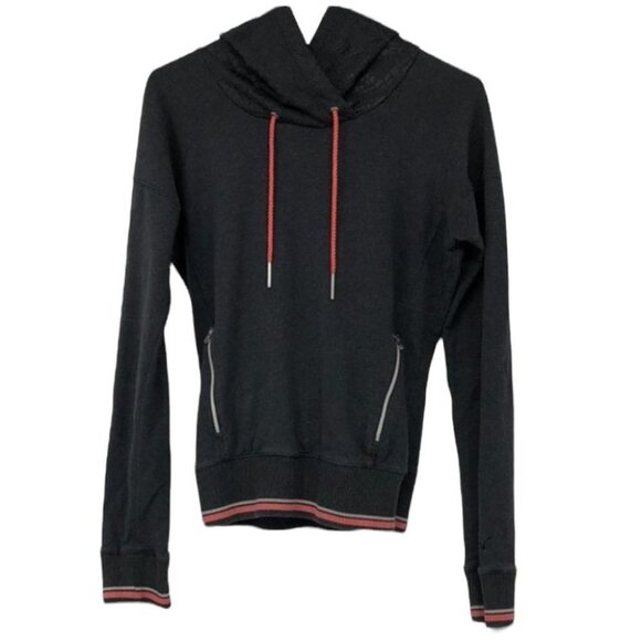 Puma charcoal grey pullover hoodie with through pocket hot pink accents S - Picture 1 of 13